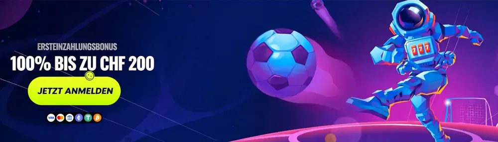 Lunubet astronauten-themed Sport erster Einzahlungsbonus Banner